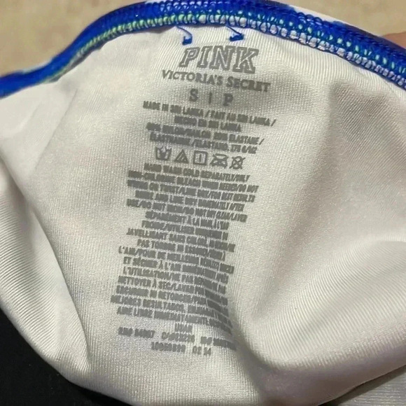 PINK Victorias Secret Bikini Bottoms Size Small Cheeky Blue White Geometric - Picture 3 of 4